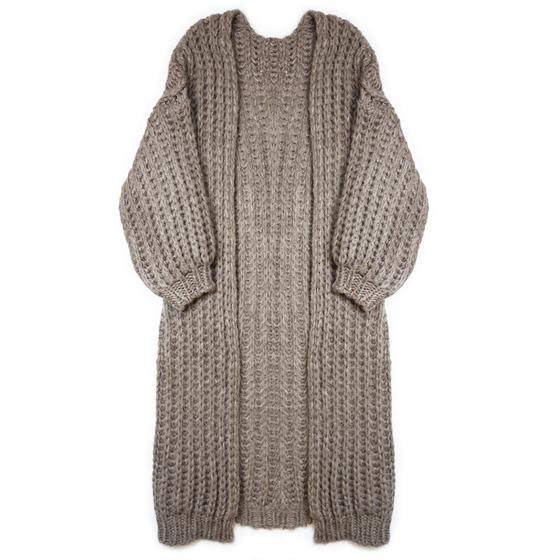 goldmarie Maxi Strickjacke LOVE Peace Moin - Grobstrick - braun