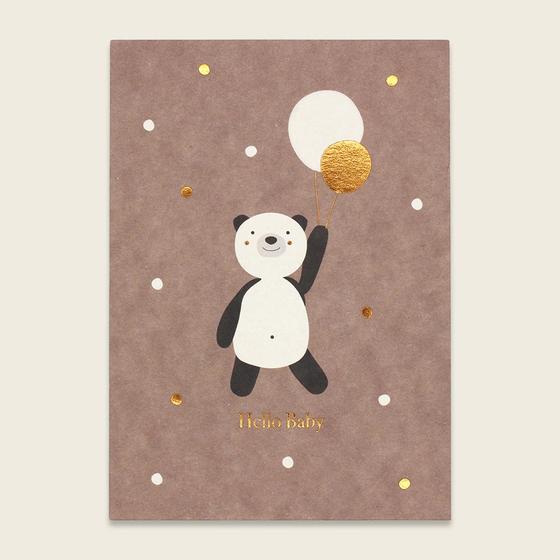 ava&yves Postkarte - Panda Hello Baby Rosa