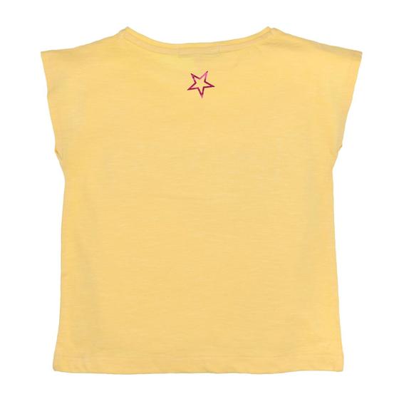 T-Shirt "Rainbow" mit Strass und Pailletten, gelb