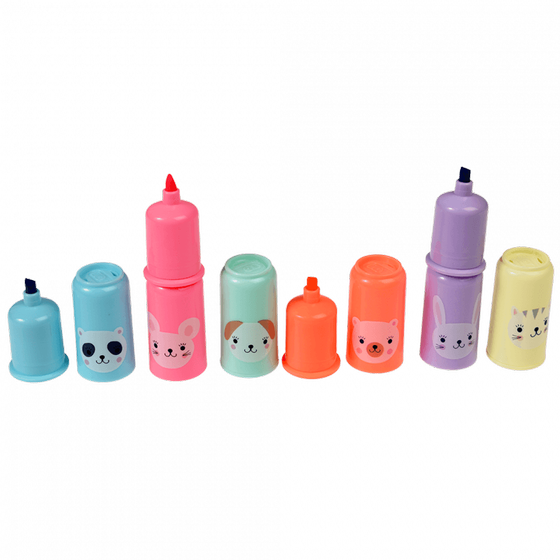 Rex London Mini Textmarker mit Tiermotiven 6-er Set