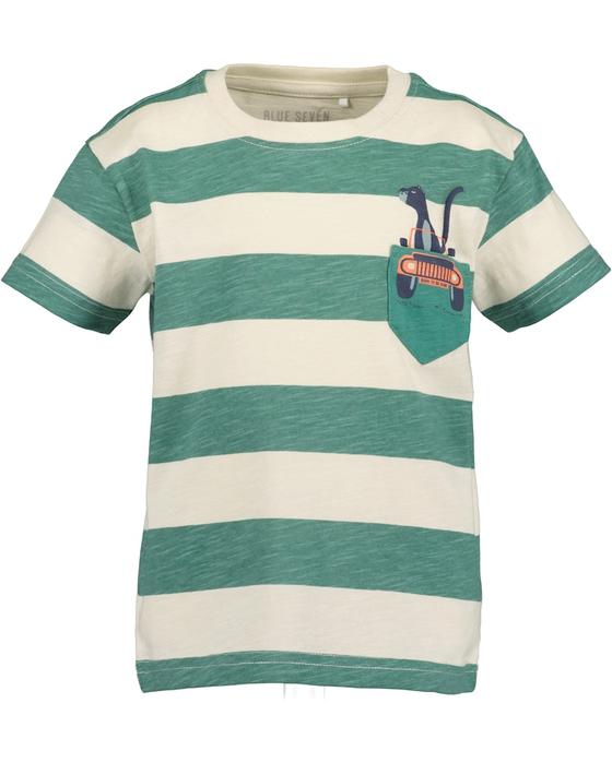 T-Shirt "Panther", Biobaumwolle, GOTS-zertifiziert, petrol-gestreift