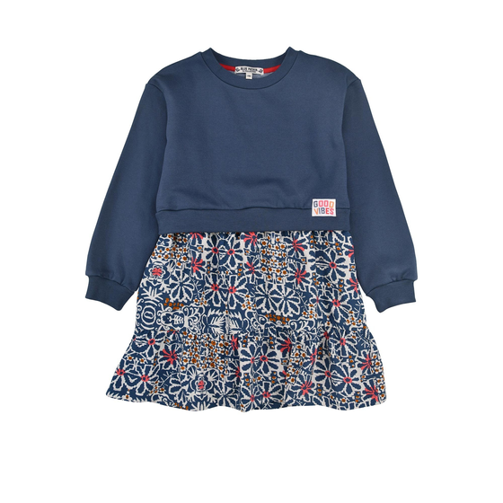 Kleid "Blumenallover", Baumwoll-Mix, navy