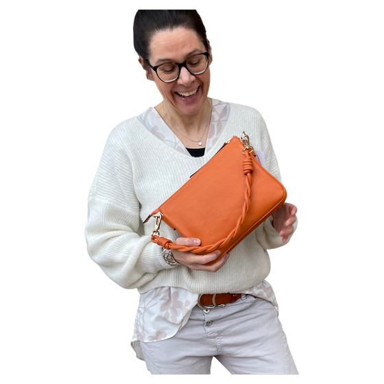 abro TWOFOLD Umhängetasche mit Einteilung, orange