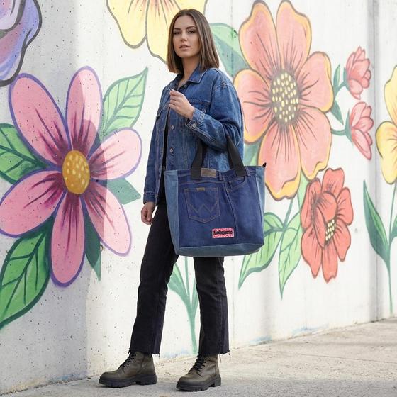 goldmarie Shopper Tasche JEANS Recycelt - MOINGIORNO - NR 8 - reversible - double denim - 37x38x15cm