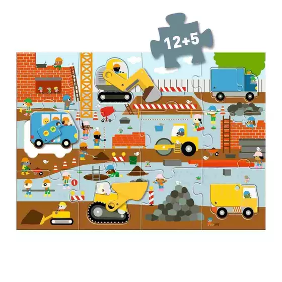 Djeco Bodenpuzzle Baustelle 12+5 Teile