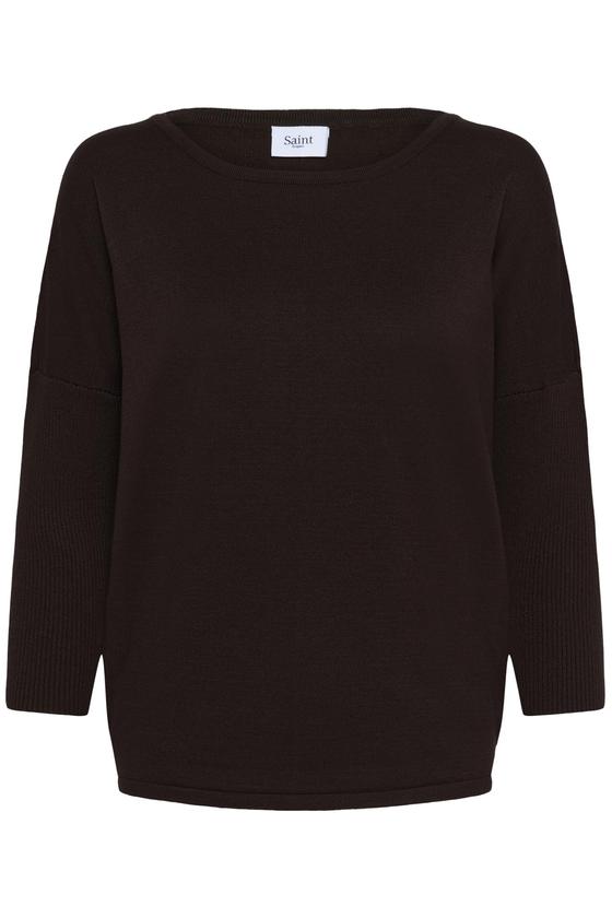 SAINT TROPEZ MilaSZ R-Neck Pullover 30500003 - schoko-braun