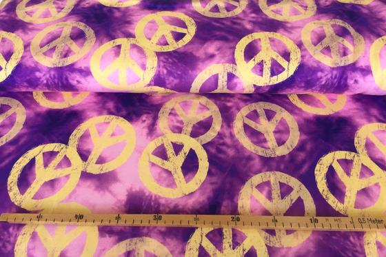 Sommersweat Peace lila/gelb