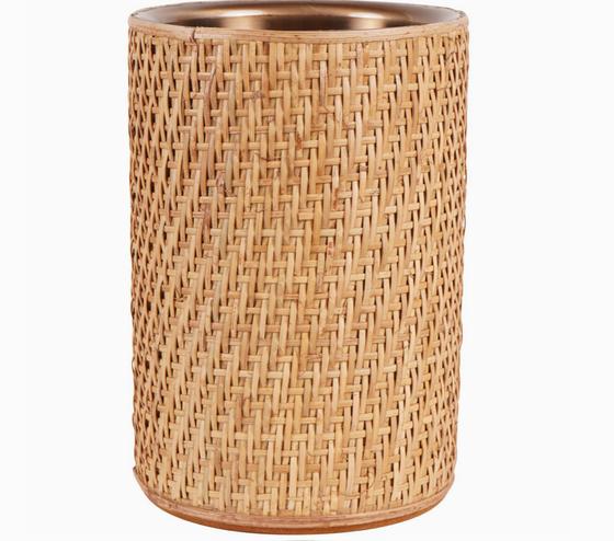 Wein Accessoire | Weinkühler aus Rattan in Altgold