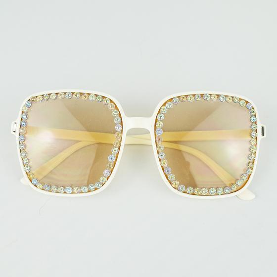 goldmarie Sonnenbrille QUEEN - mit Strass - für Erwachsene - creme
