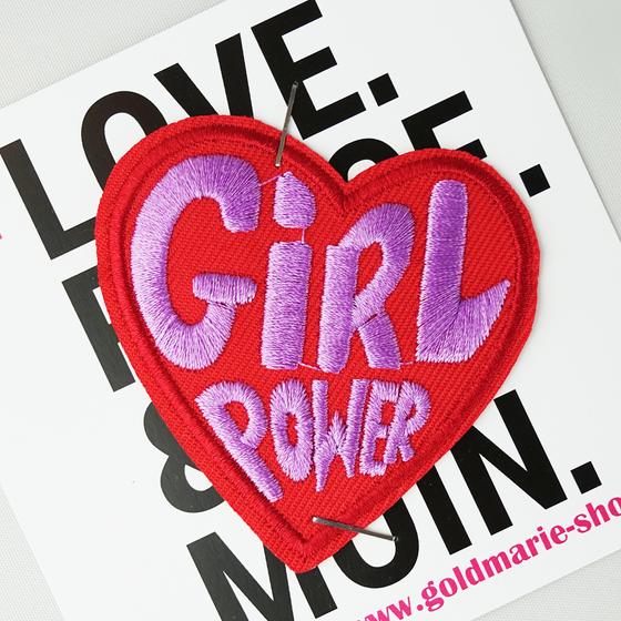 goldmarie Patches Aufnäher GIRL-POWER HERZ - rot-lila