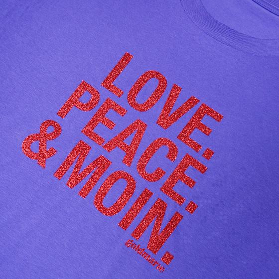 goldmarie LOVE PEACE MOIN T-Shirt - blau-rot mit Glitzer 