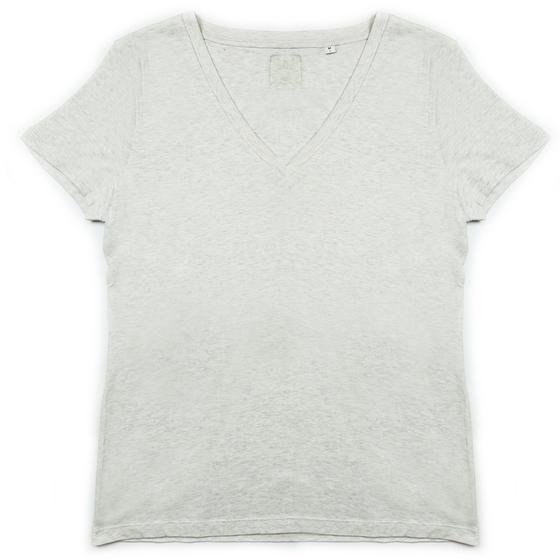 goldmarie LOVE PEACE MOIN T-shirt V-Neck - hellgrau melange 