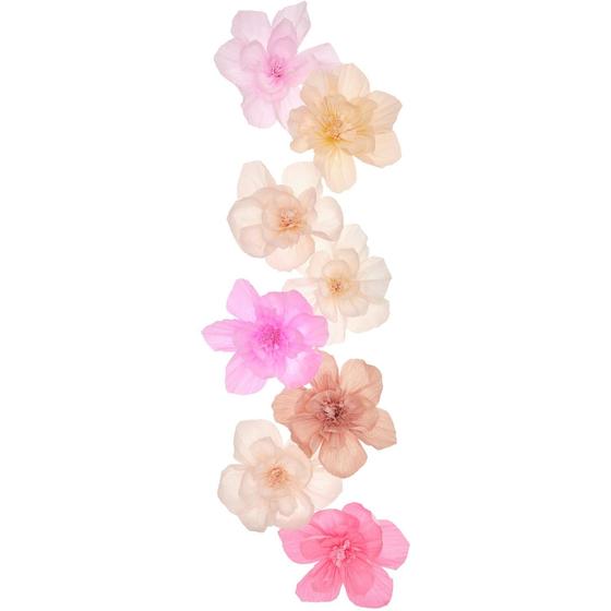RICO DESIGN Krepp-Papier-Blüten - rosa-coralle-pastel - 8er Set