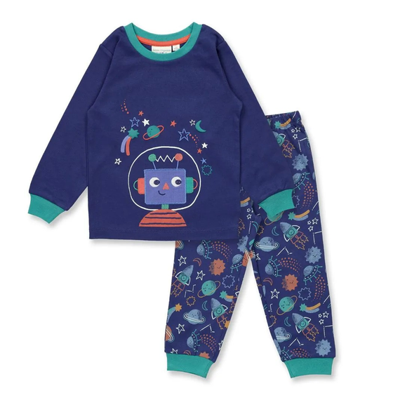 Pyjama "Robot", Biobaumwolle, GOTS-zertifiziert, navy