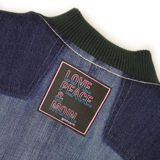 goldmarie Seidentuch-Weste MOINGIORNO - Vintage-Stoff Recycelt - rose-denim-blau - reversible LOVE PEACE MOIN - mit Kosmetiktasche