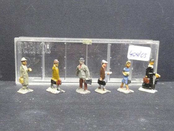 Märklin 404 / 05 Eisenbahn Figuren aus Zinn Reisende für Spur H0 6 Stück 50er Jahre