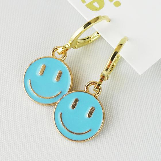 goldmarie Ohrringe HAPPY SMILE Anhänger - Stahl - gold-himmelblau 