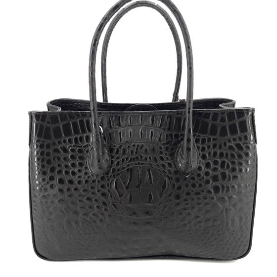 Maxima Tasche mittel, schwarz / Krokodil-Optik