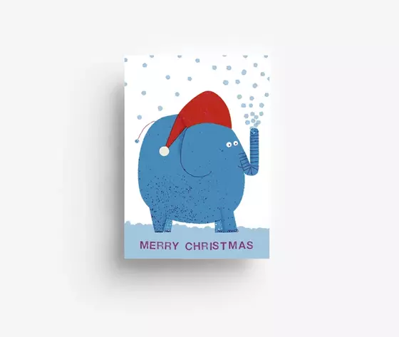 Christmas Elephant Postkarte von jungwiealt