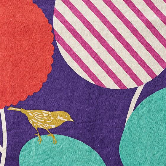 ECHINO - Linen Cotton Canvas Cloud Pepe - Purple Vögel