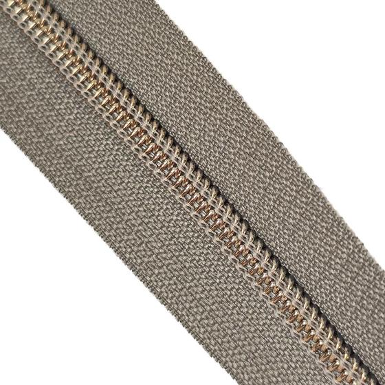 Endlos Reißverschluss greige Altmessing metallisiert für Taschen nähen Made in Germany