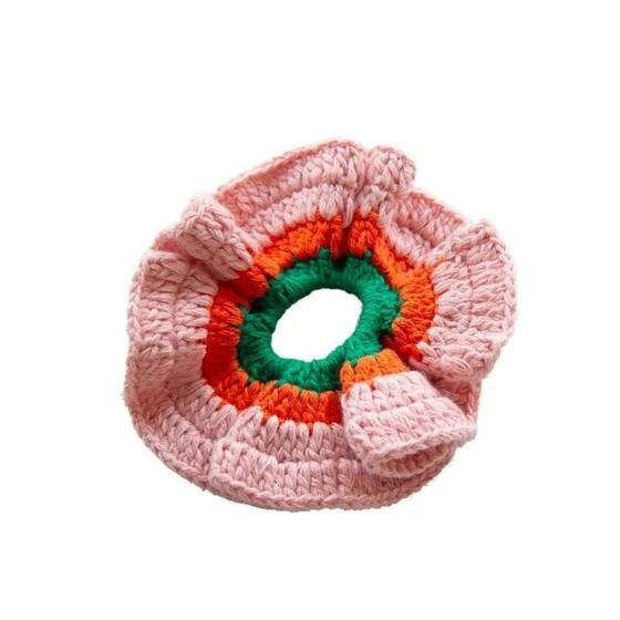 Gehäkeltes Haargummi, GOTS-zertifizierte Baumwolle, rosa