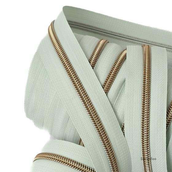Endlos Reißverschluss mint altmessing metallisiert für Taschen nähen Made in Germany