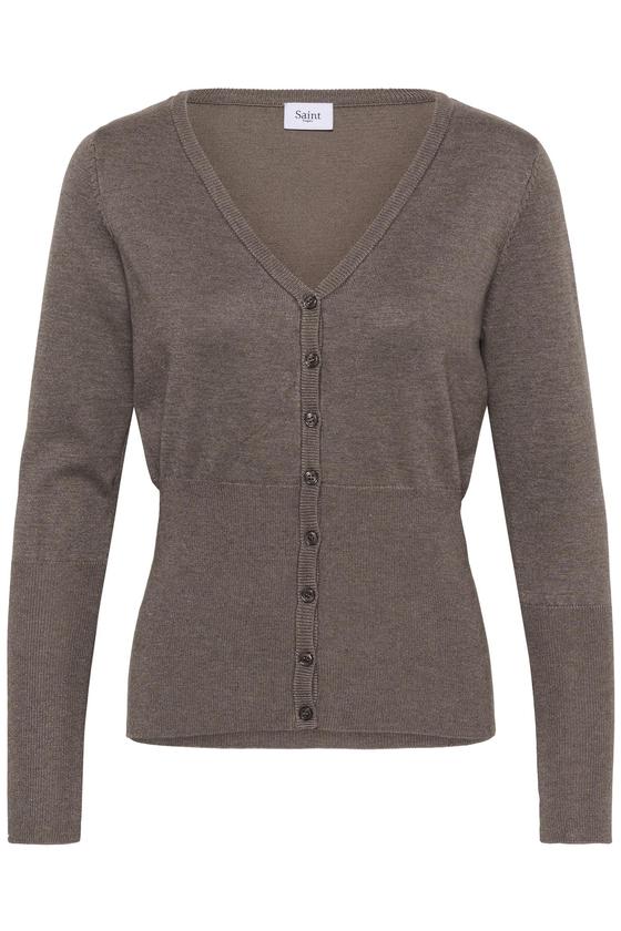 SAINT TROPEZ MilaSZ Slim Cardigan 30515401 - braun melange