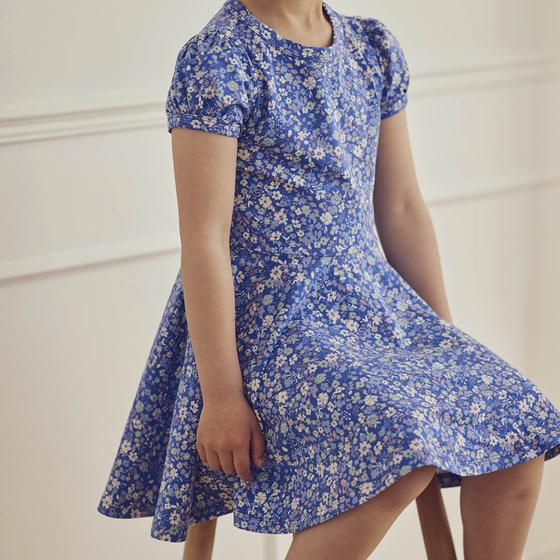 Müsli by Green Cotton Puff Swing Dress Primrose Azure Blue