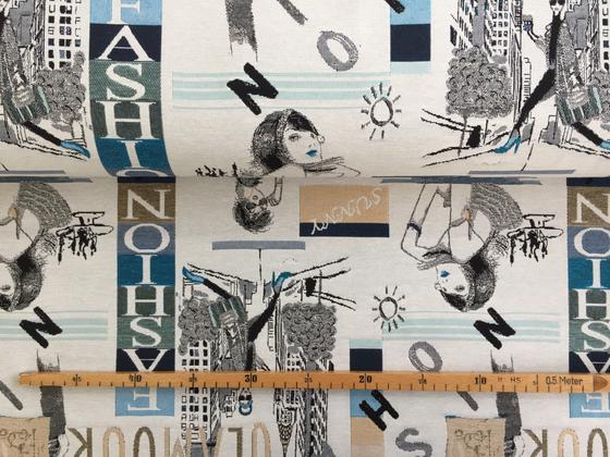 Dekostoff Gobelin Glamour weiß blau