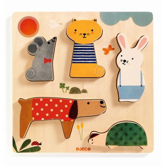 Djeco Relief Puzzle Woodypets 5 Teile
