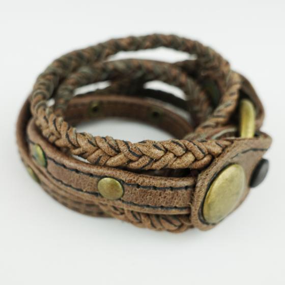 goldmarie Wickelarmband STRINGS Leder vintage dunkelbraun kupfer