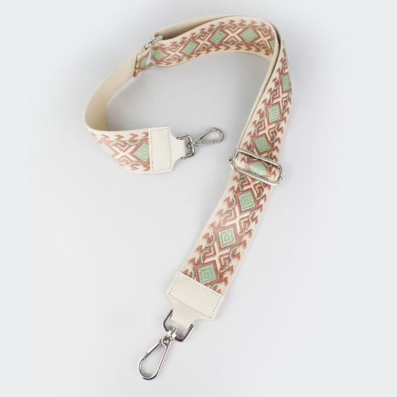 goldmarie Taschenriemen ETHNO Muster creme-mint-kupfer