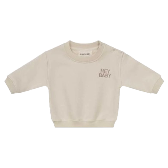 Famvibes Sweatshirt Hey Baby Beige Taupe
