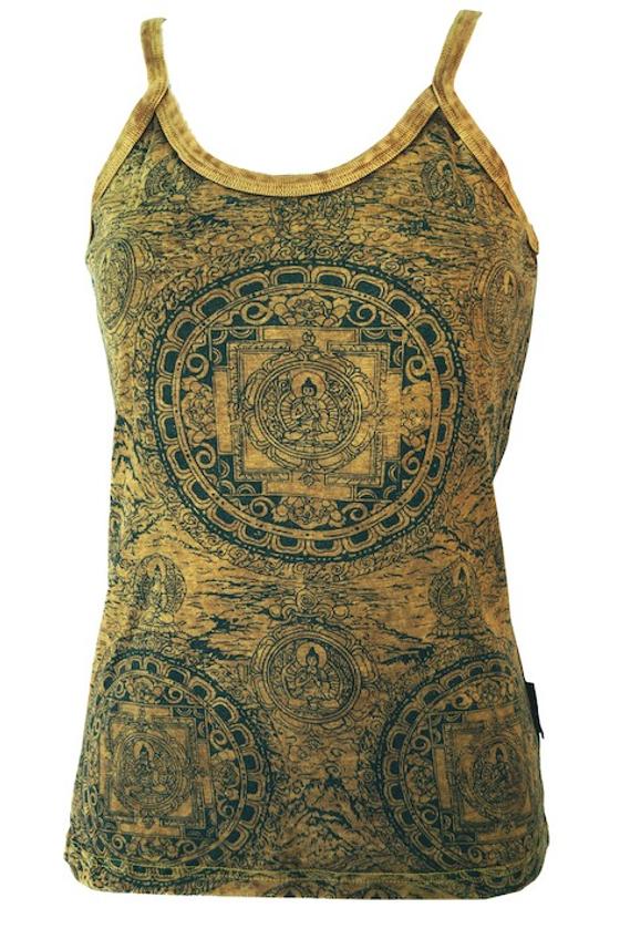 Yoga Top Mandala, Boho stonewashTop, Goastyle Sommertop - senf
