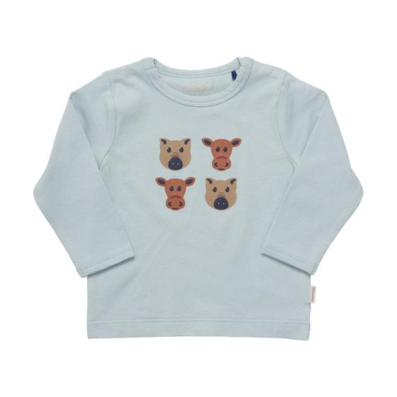 Langarmshirt "Tierköpfe", Biobaumwolle, GOTS-zertifiziert, hellblau