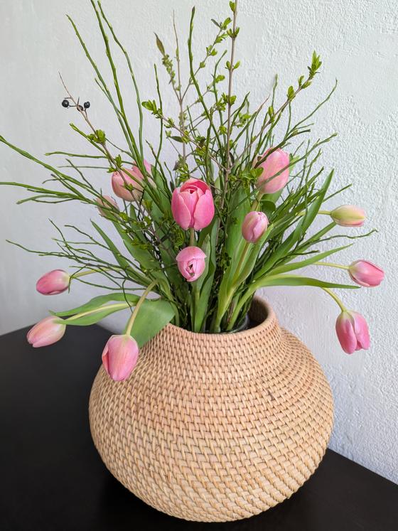 Vase aus Rattan groß 