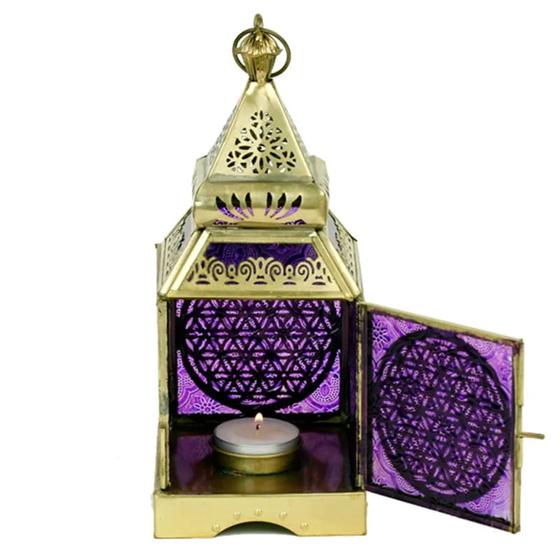 Laterne 'Blume des Lebens' goldfarbig
