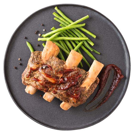  Beef Ribs gegart & marin. mit BBQ Dip