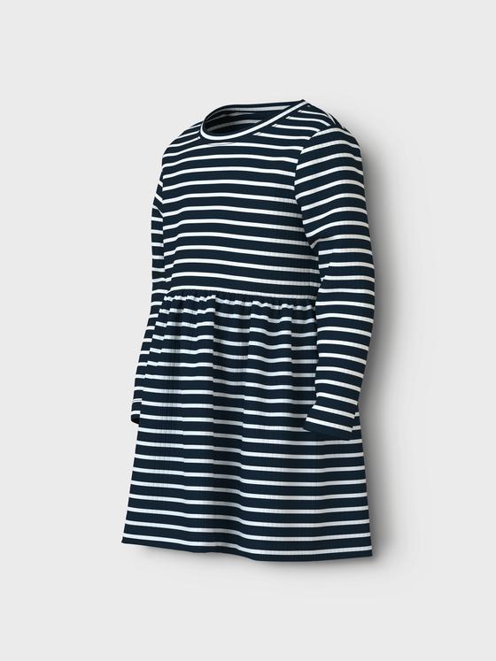 Name It Ripp Kleid Langarm Dark Melange Bright White