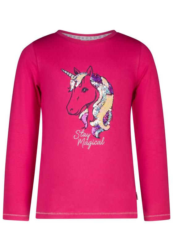 Langarmshirt "Einhorn" mit Wendepailletten, Baumwolle, pink