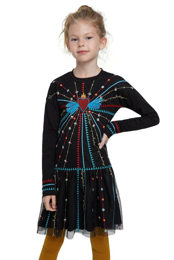 Kleid "Ojodeagua" mit hochwertiger Stickerei und Perlen