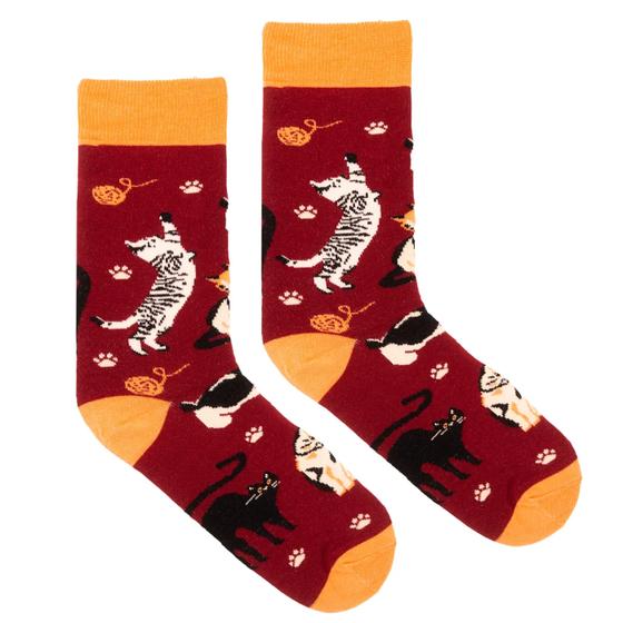 Organic Socken Cats Burgundy