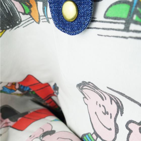 goldmarie Shopper Tasche JEANS Recycelt - LOVE PEACE MOIN - reversible - denim washed - 37x38x15cm