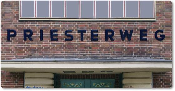 S-Bahnhof Priesterweg Kühlschrankmagnet Schriftzug über Bahnhofseingang