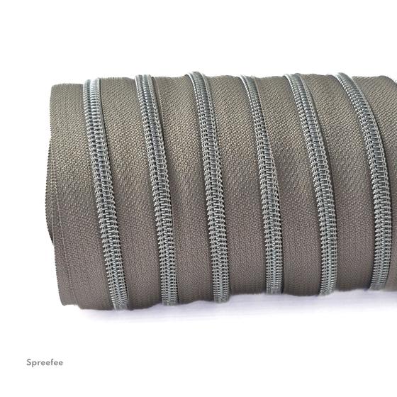 Endlos Reißverschluss greige silber metallisiert für Taschen nähen Made in Germany