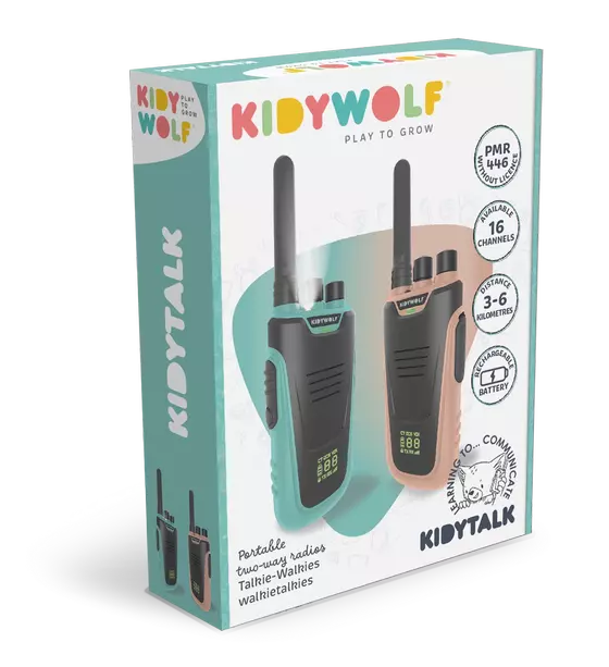 Kidywolf Walkie-Talkies mit Taschenlampe Hellblau Rosa