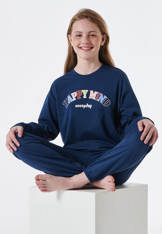 Schlafanzug "Happy Mind", Biobaumwolle, blau