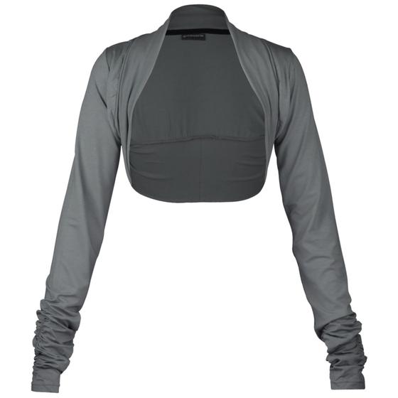 goldmarie Yoga Bolero Jacke Short LOVE PEACE MOIN grau