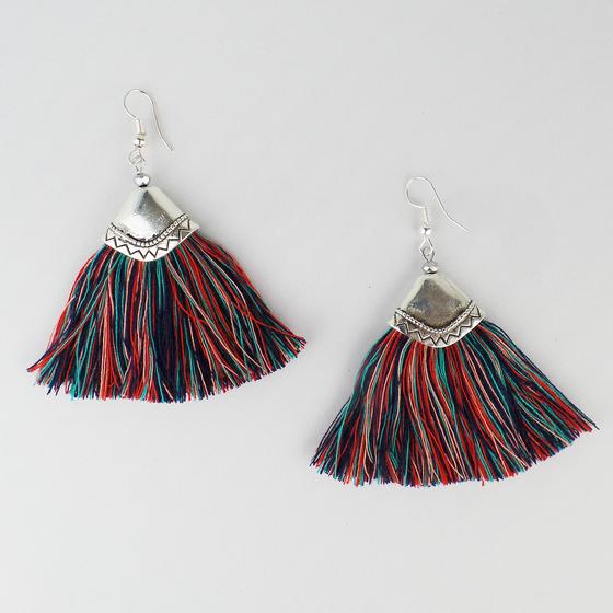 goldmarie Ohrringe FRANSENQUAST türkis-bunt-silber 6cm 